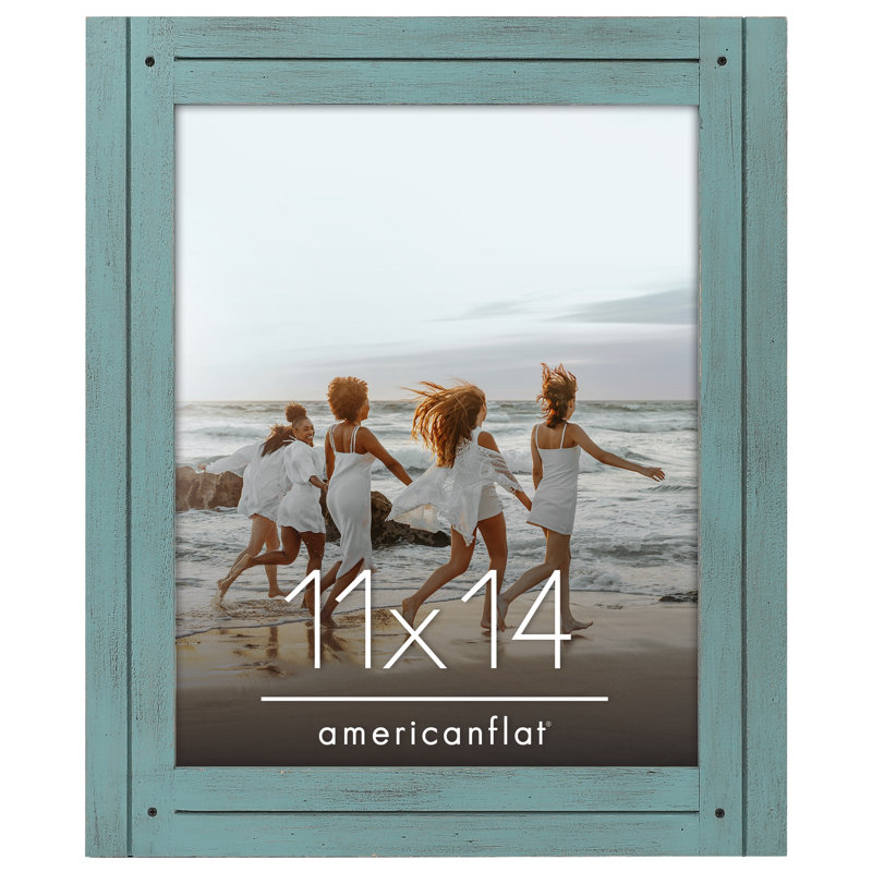 Cadre photo Americanflat rustique - poli, verre transparent, Rustic Turquoise, 11 po x 14 po