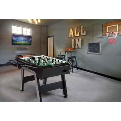 Brunswick Corner Kick Foosball Table - Compact Design with Sloped Playfield, Black/Green Finish