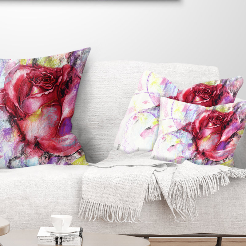 Coussin lombaire rose floral