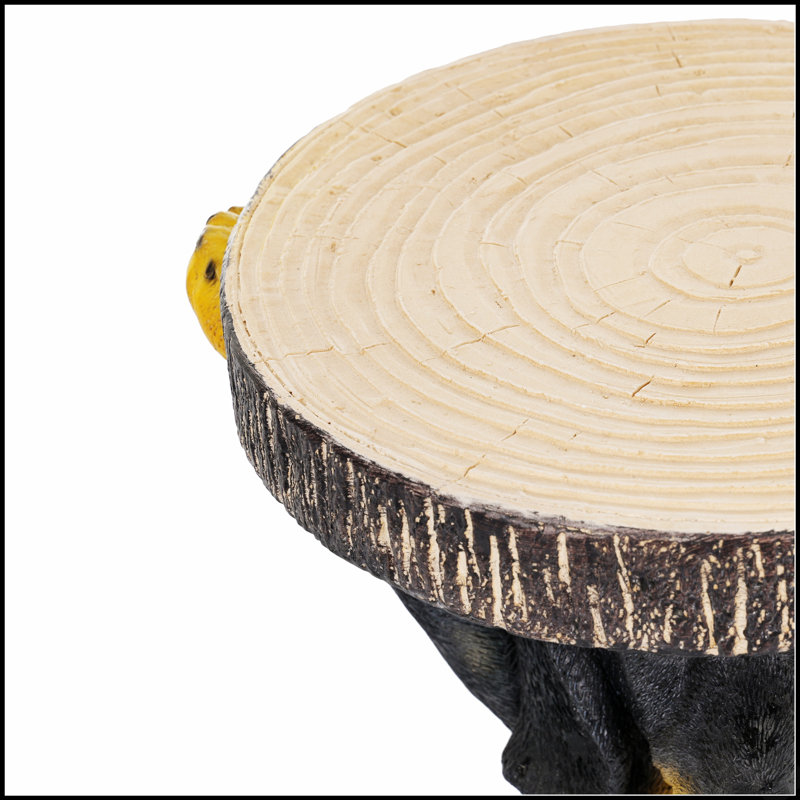Charmante table d'appoint pour chien noire avec statue MGO, parfaite pour la décoration intérieure et extérieure, ajoute une élégance ludique à tout espace