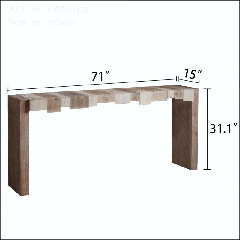 Console moderne rustique avec motif de blocs sculptés