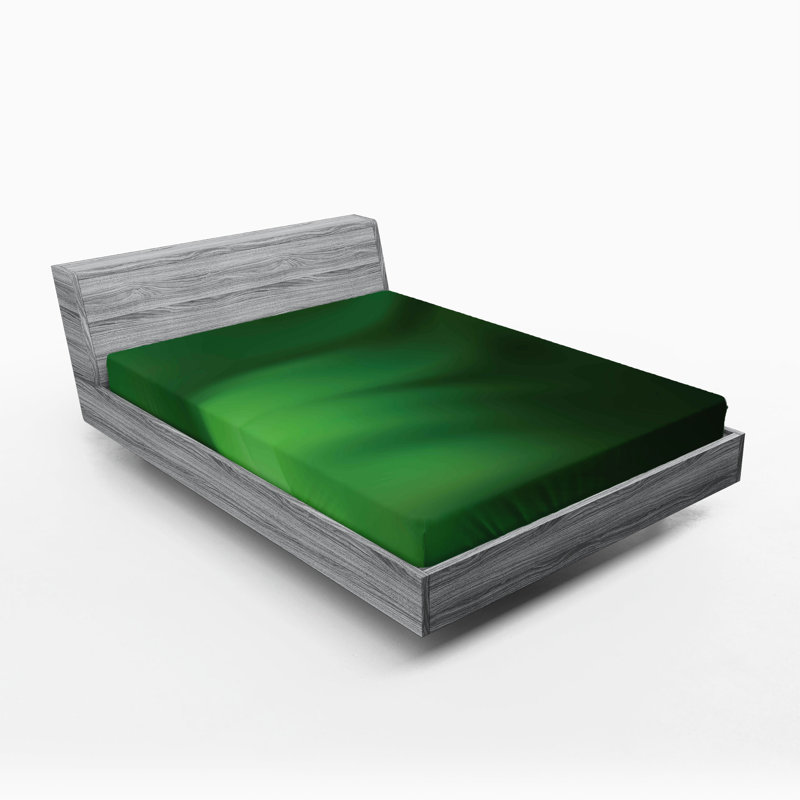 Ambesonne Fitted Sheet 2-Pack, Forest Green/Pale Green Abstract, Queen Fitted Sheet
