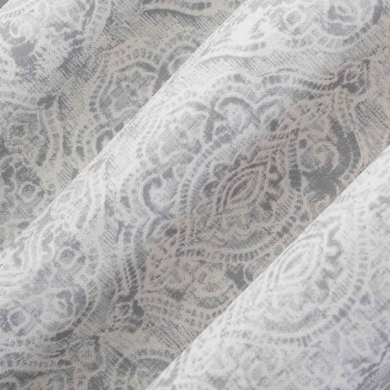 Cutlip Damask Draft Shield Fleece Insulated Single Curtain Panel, 40" W x 63" L, Gray