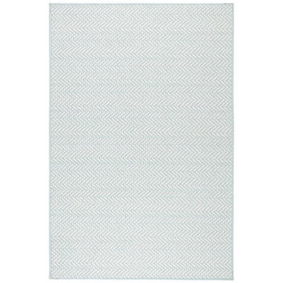 Herringbone Swedish Blue Machine Washable Rug
