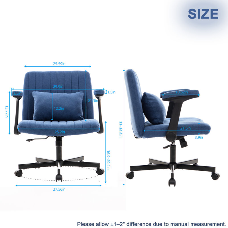 Fauteuil de bureau pivotant moderne Altay en velours avec accoudoirs croisés pliables, coussin lombaire et hauteur réglable pour bureau à domicile ou coiffeuse.
