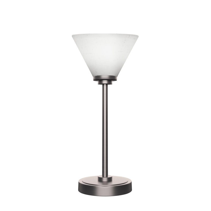 Lampe d'appoint Luna avec verre mousseline blanc 7 po, Graphite, H 16,5 po x l 7 po x P 7 po