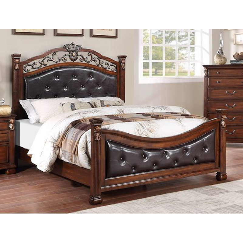 Anaejah Vegan Leather Four Poster Bed, California King, Espresso