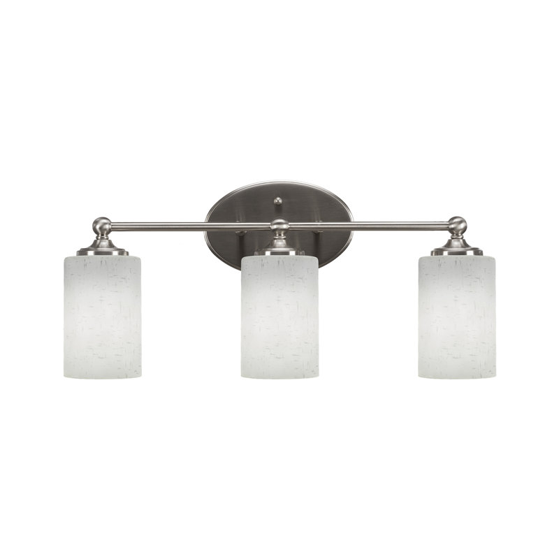 Barre d'éclairage de salle de bain Capri avec verre mousseline blanc 4 po, Nickel brossé, 3