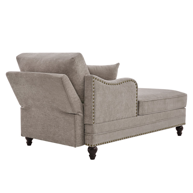 Chaise longue rembourrée avec dossier réglable Aglaea, Chenille brun cendré