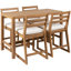 Ensemble de bar de patio rustique 5 pièces TREXM, ensemble de table de patio et chaises avec chaises ergonomiques, plateau de table à lattes en bois massif pour piscine, balcon, cour arrière, porche (teck clair + coussin beige)-1556118568