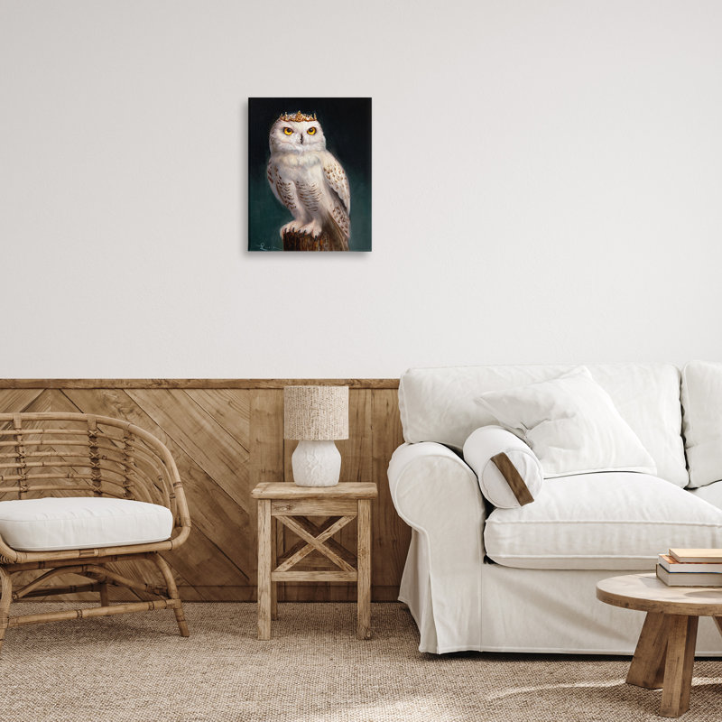 «Snowy Owl King», toile par Lucia Heffernan, H 20 po x l 16 po