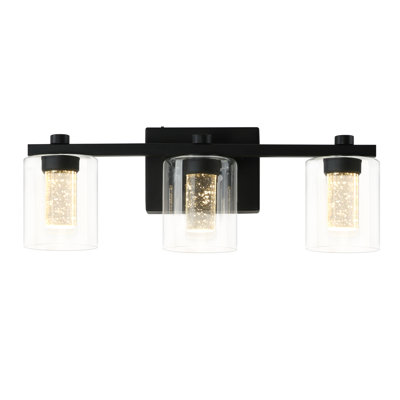 Luminaire de salle de bain 3 lumières à DEL à intensité variable sable noir cristal (3000-6000k)