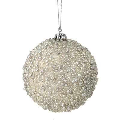 4" Glitter Metalic Mini Bead Ball Ornament