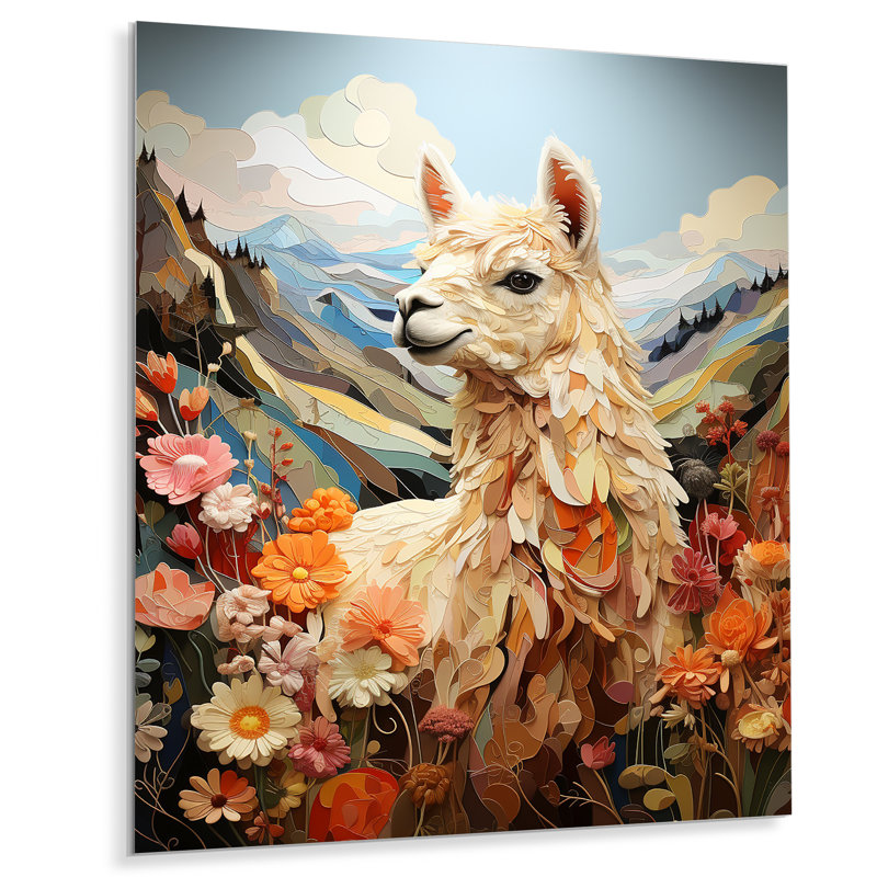 Reproduction d'art en métal Llama, H 32 po x l 24 po x P 1 po