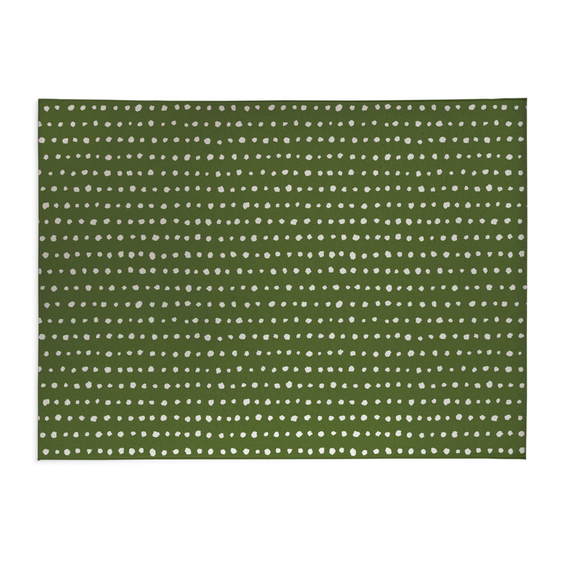 Tapis de cuisine Dot Row, Vert olive, Rectangle 5 pi x 7 pi