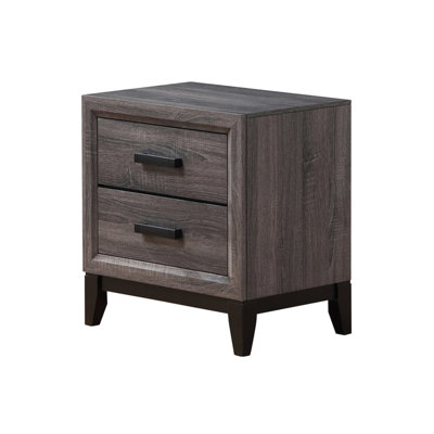 Centre Glide Grey Nightstand With 2 Drawers And Black Trim 2 For Bedroom Use,