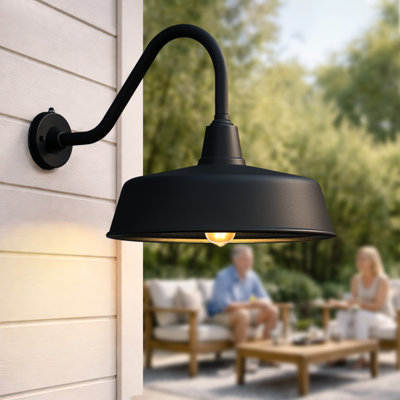 Bechard Black Finish Dusk To Dawn Outdoor Wall Barn Light