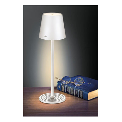 Lampe de table DEL «Sole», blanc, base ronde, 13,75 po x 4,25 po de diamètre