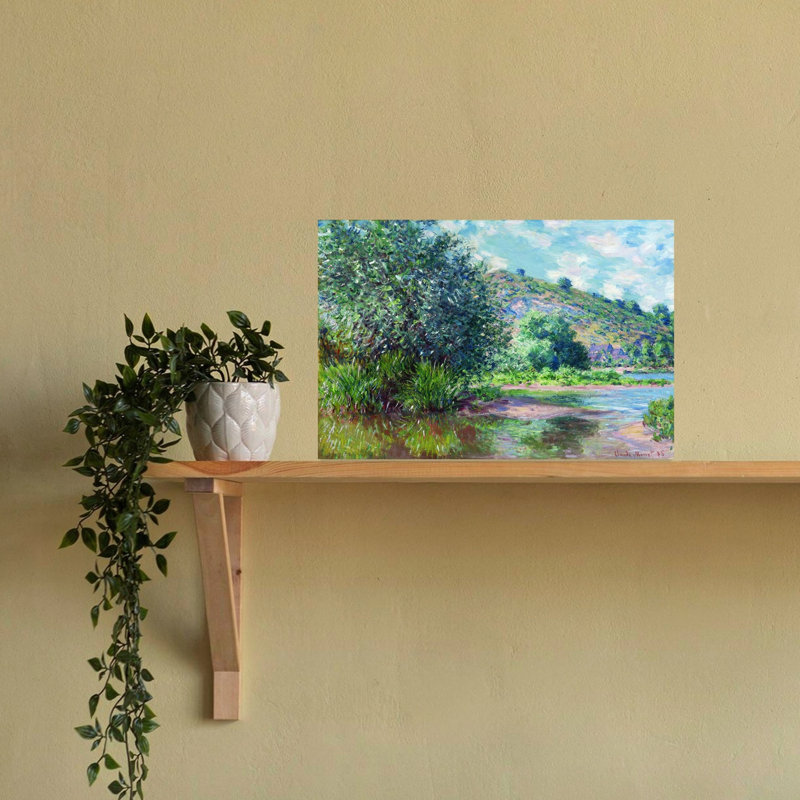 Paysage A Port-Villez 1885 Classic Abstract Contemporary Mountain Spring Wall Art Print by Claude Monet - Wrapped Canvas Print