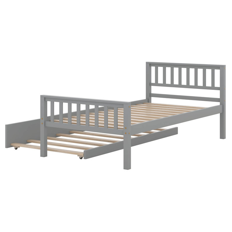Lit simple avec lit gigogne, gris