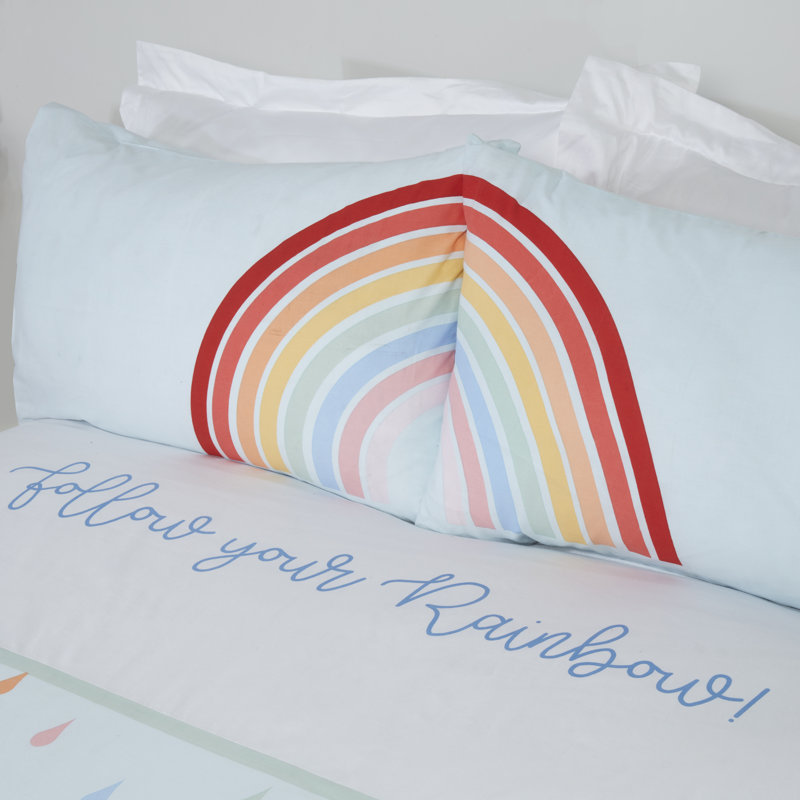 Cotton Blend Rainbow Duvet Cover Set with Pillowcases Included, Single Duvet Cover + 1 Standard Pillowcase