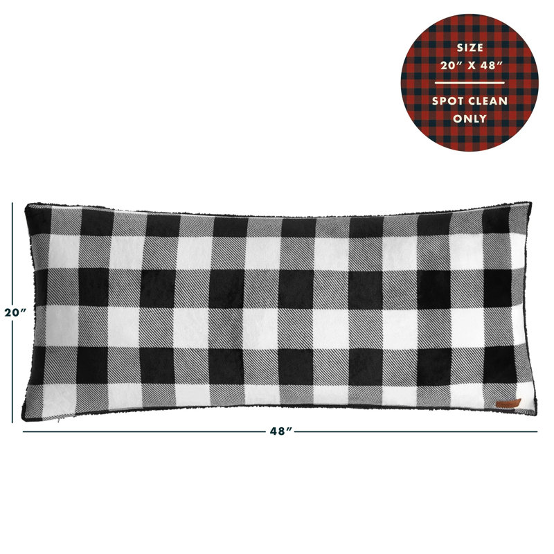 Dearfoams Royal Plush Plaid Full Body Pillow, Black/White