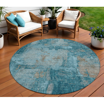 Tapis rond bleu 8 po