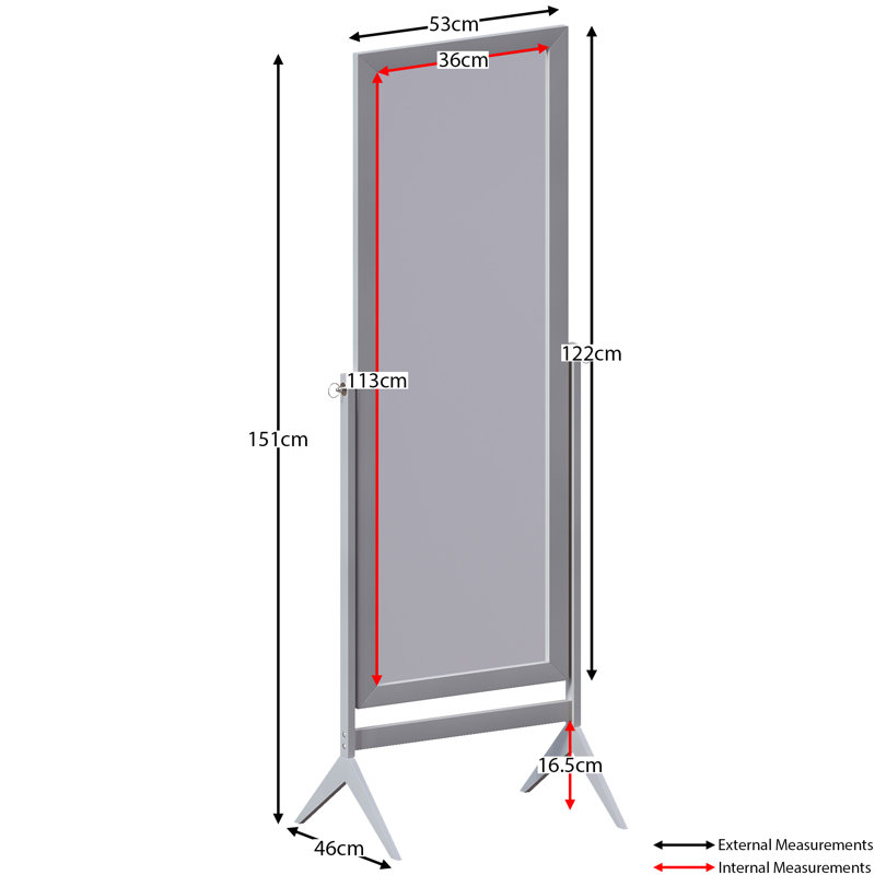 Leavens Rectangle Cheval Mirror, Grey
