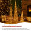 Set Of 3 Lighted Christmas Plastic Champagne Gold Cone Tree With 65 Warm White LED Lights
