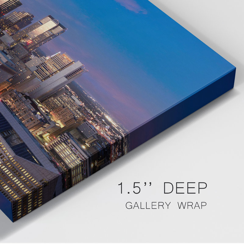 17_Dallas Skyline At Sunset, toile tendue avec châssis de qualité supérieure - prête à être accrochée