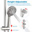 Ensemble de douche à double pommeau haute pression, pommeau de douche effet pluie avec douchette à main, barre de douche coulissante de 66 cm sans perçage, flexible de 1,5 m et inverseur à 3 voies, fini nickel brossé, robinetterie non incluse-134490934