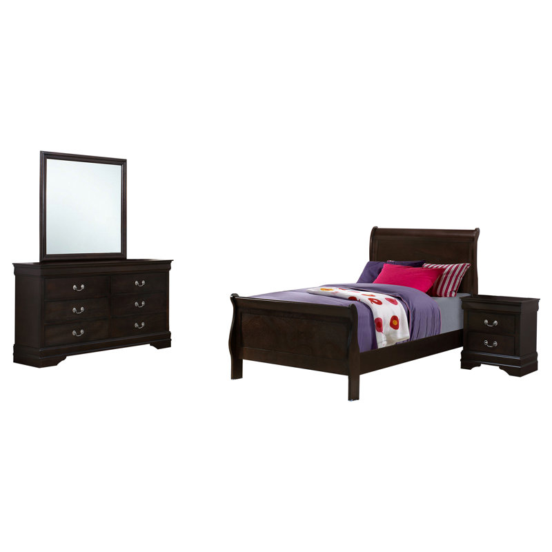 Edo 4-piece Twin Bedroom Set Cappuccino, Twin, Black