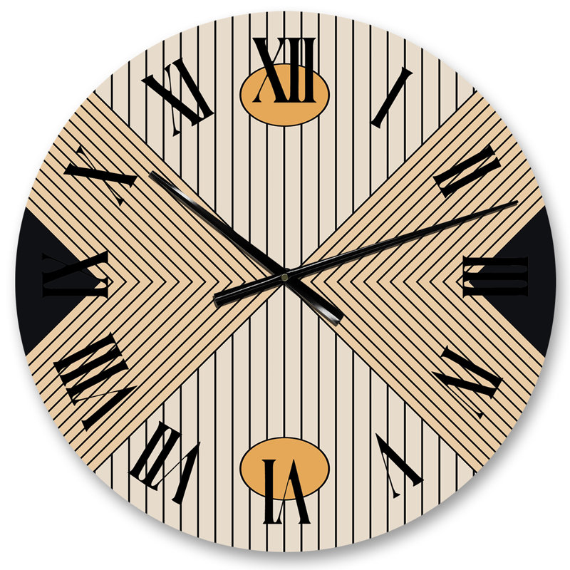 Horloge murale Boho Golden Sun Monochrone Landscape III, Moyen