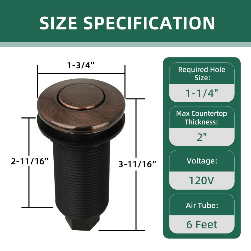 Garbage Disposal Air Switch, Antique Copper