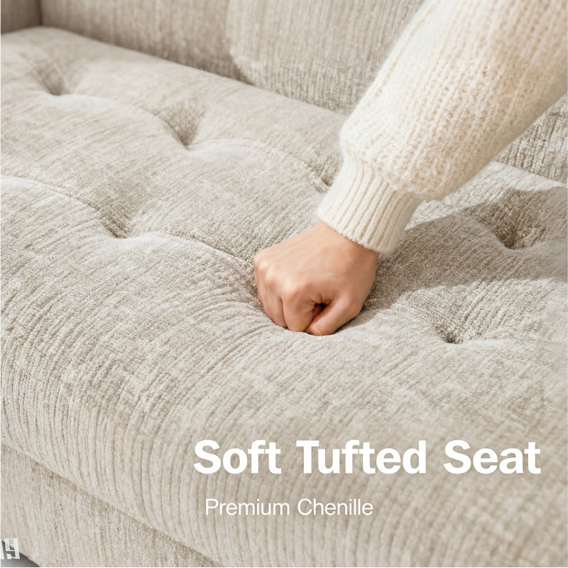 102Inch U-Shaped 8-Seater Sleeper Sofa, Chenille Fabric, Adjustable Backrest 100°-160°, Pull-Out Beds & Storage, Usb Charging, Led Night Light, Foldable Side Table, Tool-Free Assembly