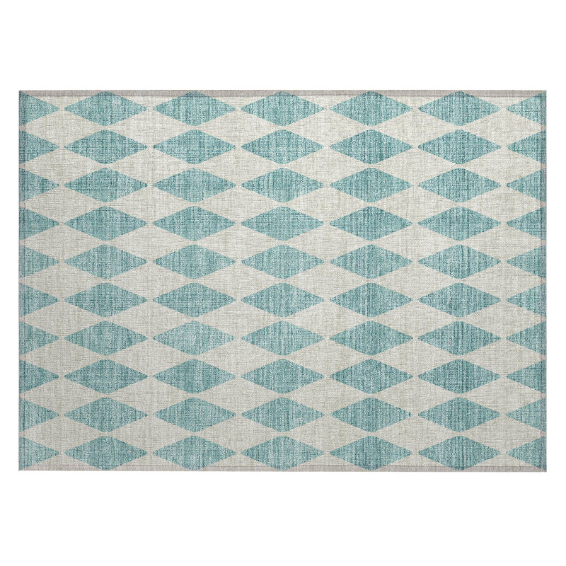 Fayme Washable Geometric Indoor / Outdoor Rug, Rectangle 1'8" x 2'6"