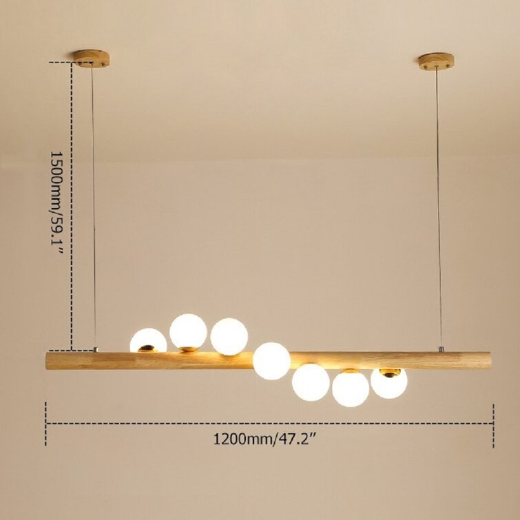 Éclairage linéaire à 4 lumières LED pour îlot de cuisine doré avec abat-jour  en verre à intensité variable