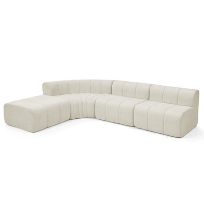 116.5" Modern Modular Curved Sectional Chenille Sofa With Reversible Ottoman, No Assembly