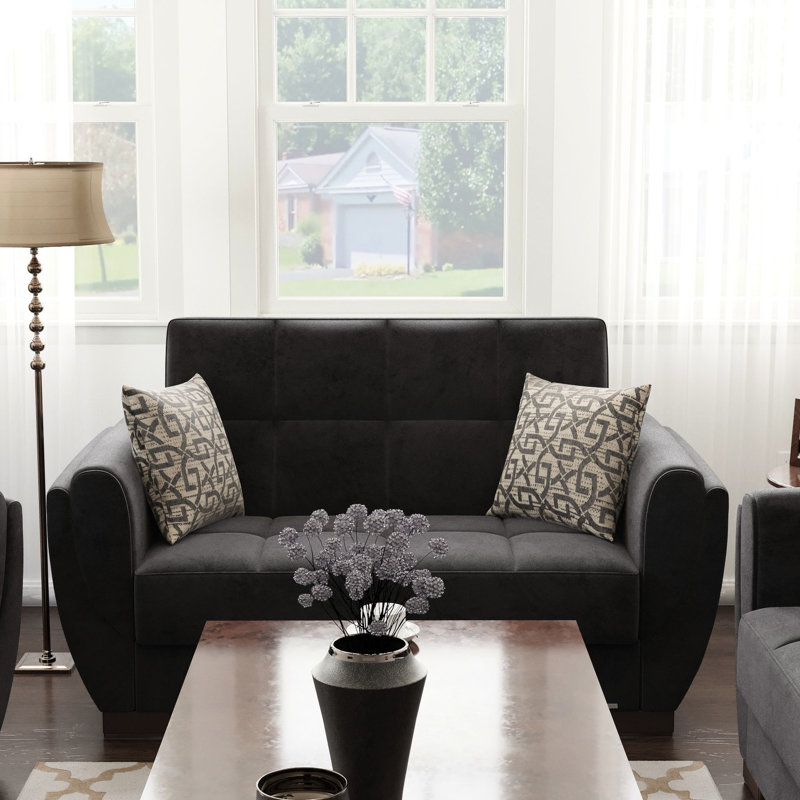 Avec revêtement en microfibre noir et rangement - Espace convertible moderne et confortable pour les dortoirs