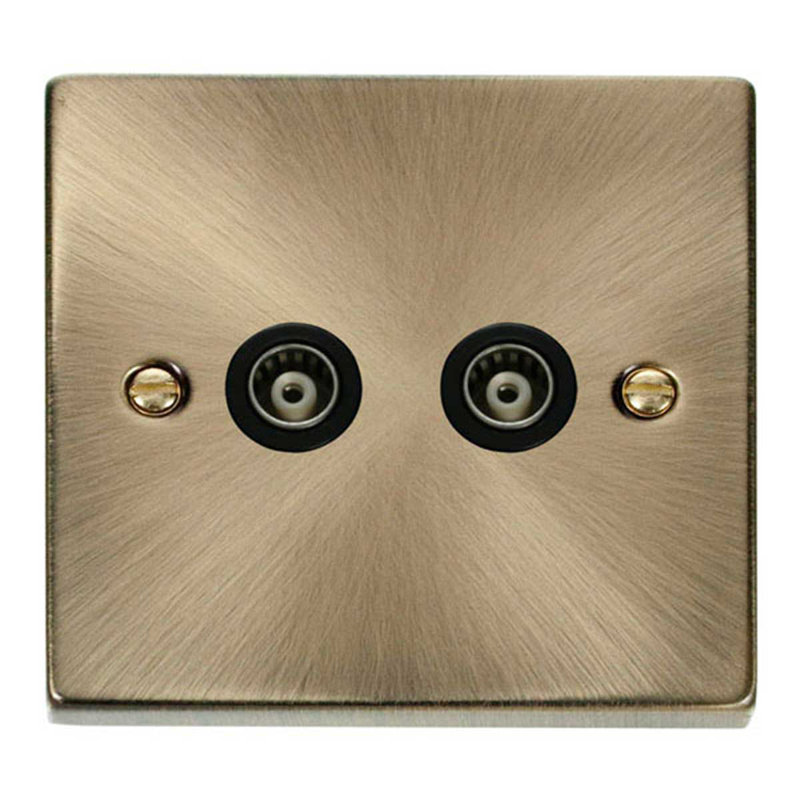 Antique Brass Twin Isolated Coaxial Socket