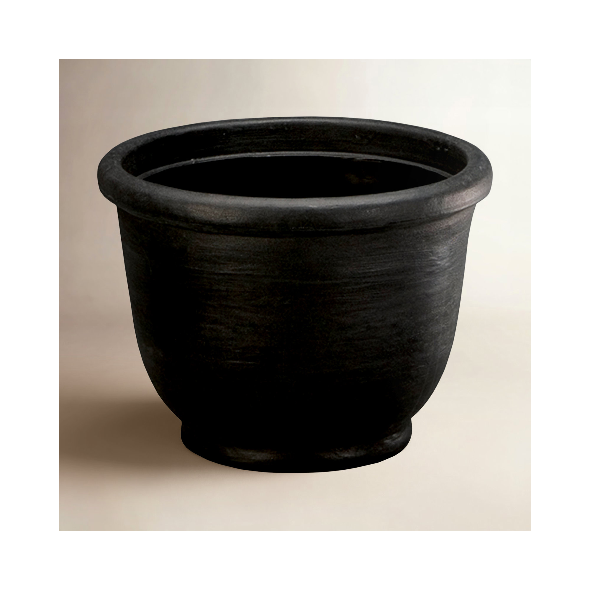 Leontion Plastic Pot Planter, Caviar Black, 13.5" H x 17.75" W x 17.75" D