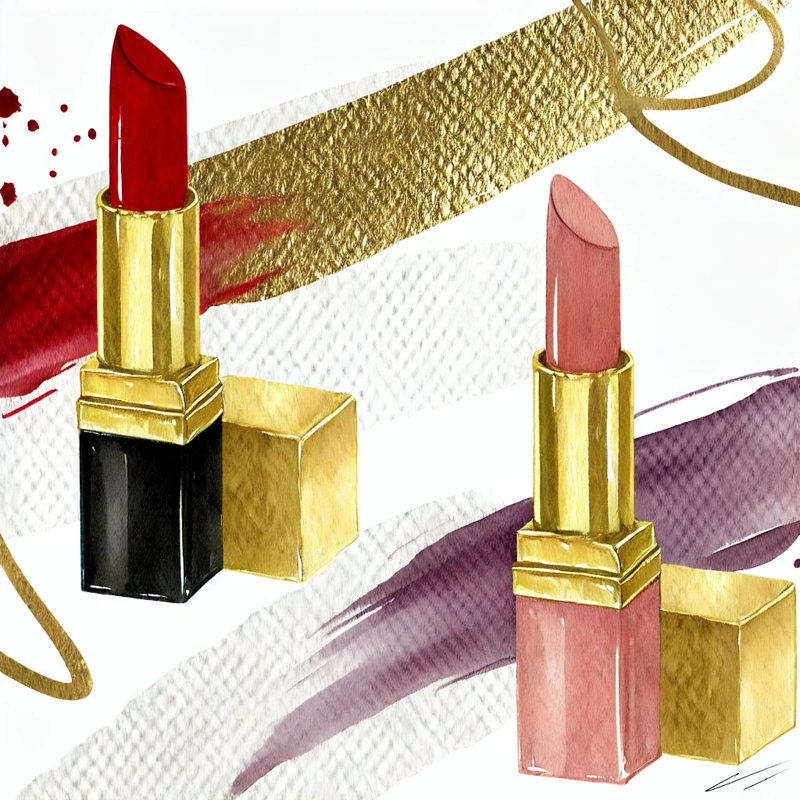 Golden Luxe: rouge à lèvres, reproduction d'art sur toile, H 40 po x l 40 po