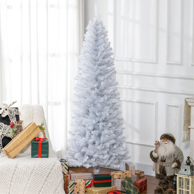 6Ft Pencil Christmas Tree, Unlit Artificial Christmas Tree Slim Douglas Fir Xmas Tree With Realistic Branches, Halloween Tree With 618 Tips