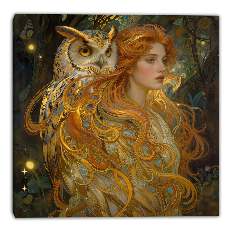 «Owl Guardian Reverie», art mural sur toile tendue, L 12 po x H 12 po x P 1 po