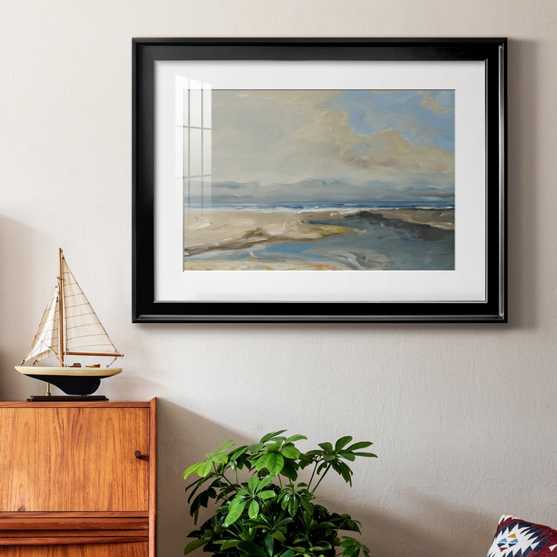 Lincoln Beach, Papier avec cadre noir, H 18,5 po x l 24,5 po x P 1 po, Blanc
