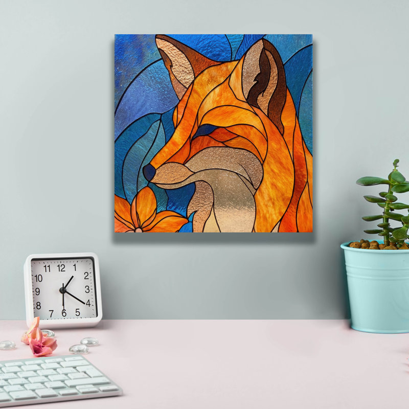  «Stain Glass Fox» par Rich Monet, art mural sur toile, 12 po x 12 po