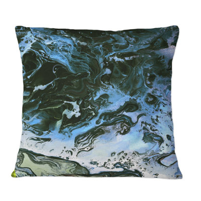Coussin décoratif noir et bleu à imprimé moderne