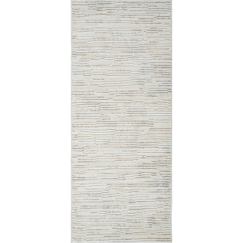 2' X 5' Gray and Beige Geometric Distressed Area Rug
