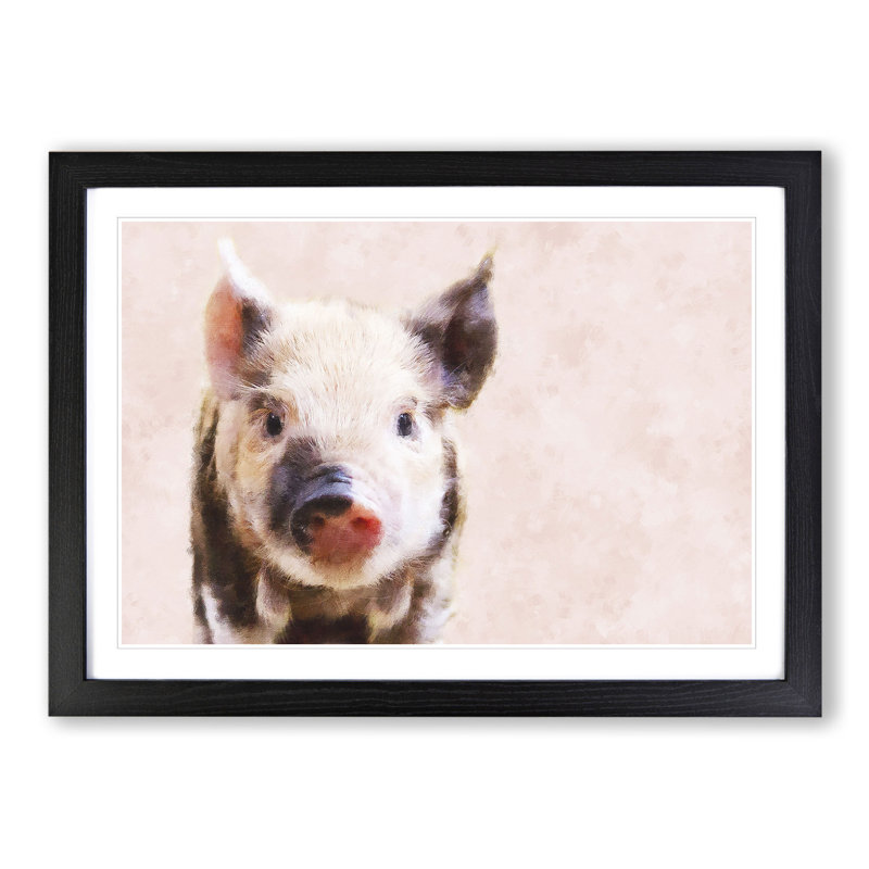 Pig - Framed Print, 27cm H x 36cm W x 2cm D, Black Framed