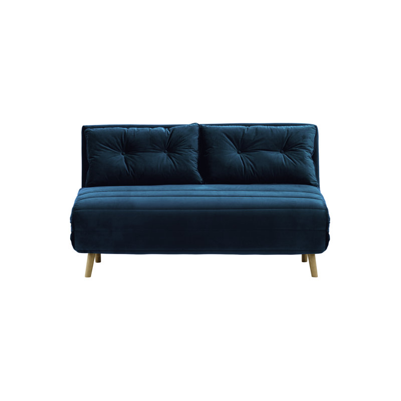 Varujhan 2 Seater Sofa Bed, Blue, Wax Black,  78cm H X 120cm W X 90cm D